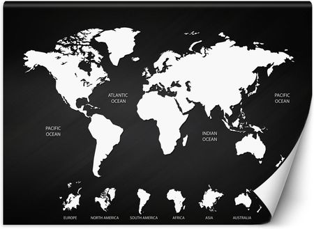 Caro Fototapeta Czarno biała mapa świata 100x70