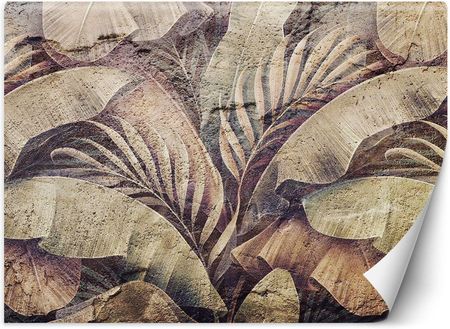 Caro Fototapeta Liście palmy dżungla na imitacji betonu 150x105