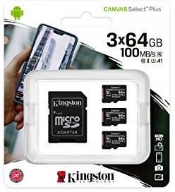 Kingston MicroSDXC Canvas Select Plus 64GB 3Pak (Sdcs2/64GB -3P1A)
