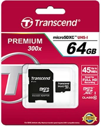 Transcend TS64GUSDXC10 pamięć flash 64GB MicroSDX