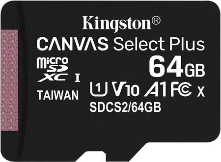 Kingston Karta Canvas Select Plus MicroSDXC 64GB Class 10 UHSI/U1 A1 V10