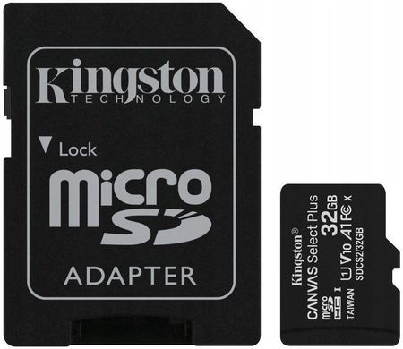 Kingston 32GB micSDHC Canvas Select Plus 100R A1 C10 Card + SD adapter