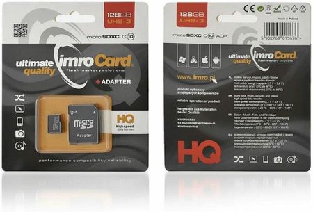 Imro Karta Micro Secure Digital 64GB CLASS 10 UHS-3 + adapter SD (zapis/odczyt43/85mbs)
