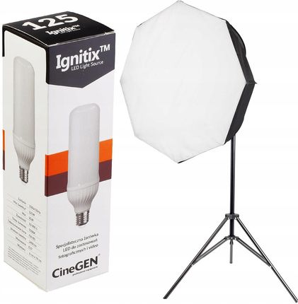 Cinegen Lampa do zdjęć softbox 60 cm Mocna Żarówka Led 125W 5500K statyw (CGPA1O6L1)