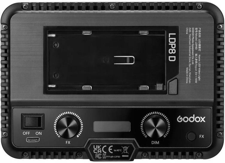 Godox LDP8D LED-videolamp – 10W – 5600K – 8 FX-effecten – Met Koude Schoen – Voor Vlog En Live Streaming