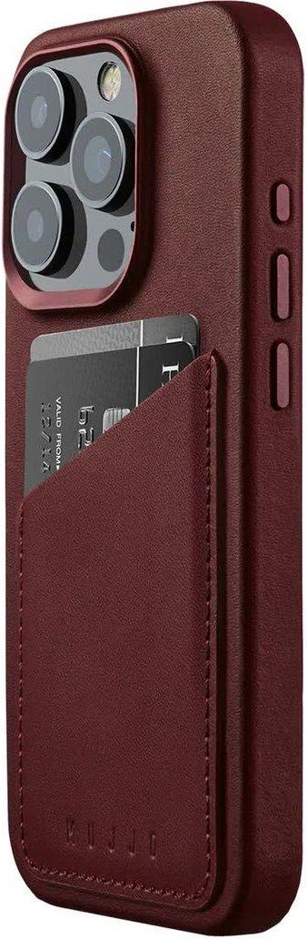 Mujjo Full Leather Wallet Case Etui Skórzane Do Iphone 15 Pro Kompatybilne Z Magsafe Burgundy