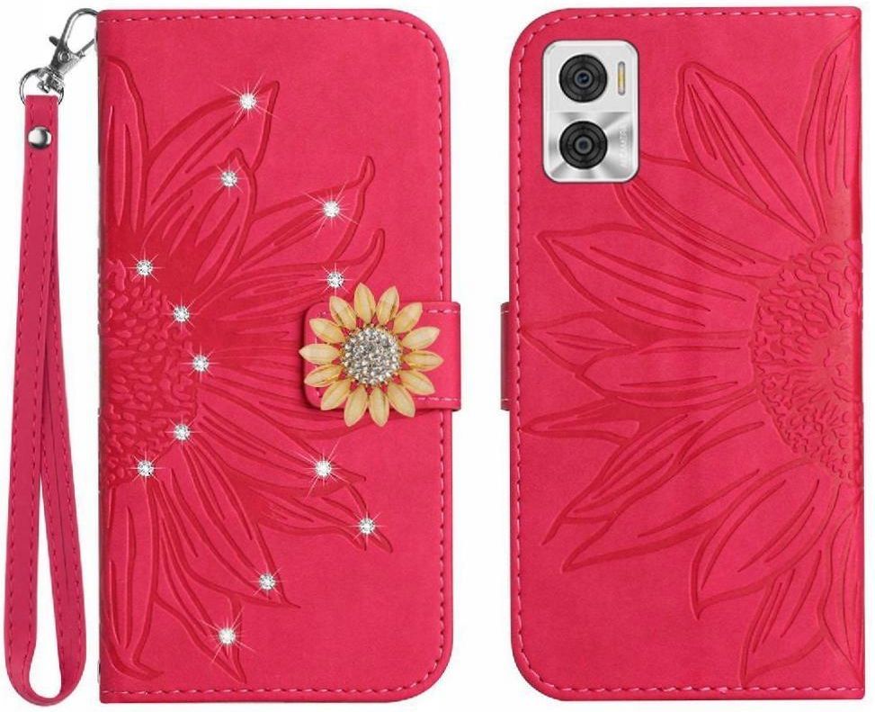 MOJIA Custodia Motorola Moto E22 / E22i A Portafoglio Con Farfalla – Pelle PU Morbida, Chiusura Magnetica E Slot Per Carte, Lavanda
