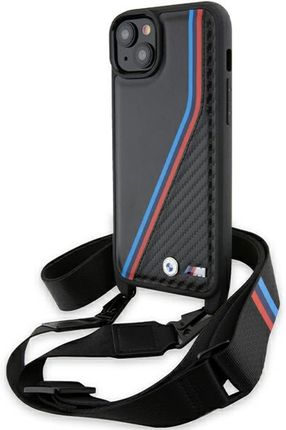 Bmw Bmhcp15M23Psvtk Iphone 15 Plus 14 Plus 6 7" Czarny Black Hardcase M Edition Carbon Tricolor Lines Strap