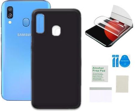 Martech Etui Matowe Do Samsung Galaxy A40 Czarny Obudowa Folia Ochronna Szkło Tpu