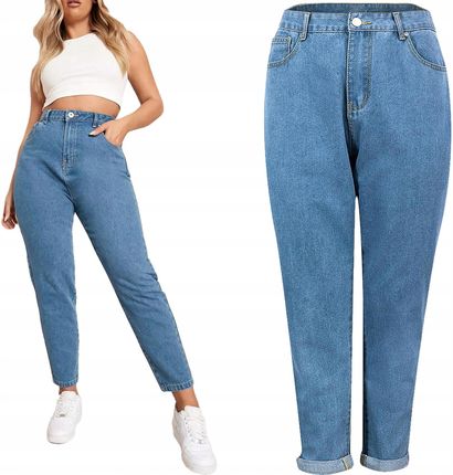 Boohoo Damskie Jeansowe Spodnie Mom Jeansy Jeans Wysoki Stan Plus Size 46