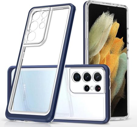 Hurtel Clear 3In1 Etui Do Samsung Galaxy S23 Ultra Silikonowy Pokrowiec Z Ramką Niebieskie