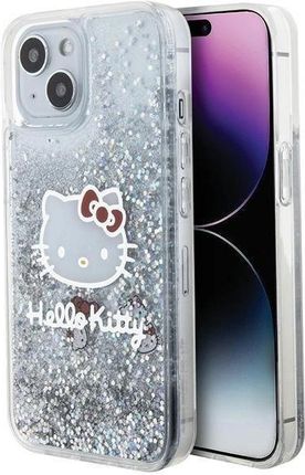 Hello Kitty Etui Liquid Glitter Charms Kitty Head Na Iphone 15 Srebrne