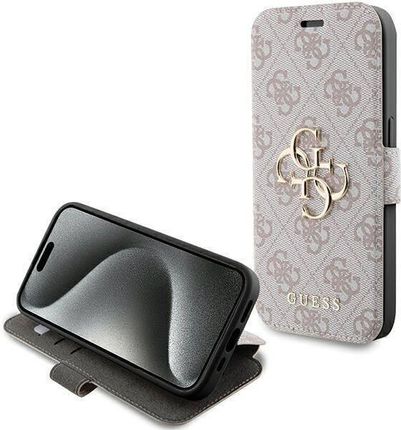 Guess Oryginalne Etui Apple Iphone 15 Pro Max Book 4G Metal Gold Logo Gubkp15X4Gmgpi Różowe