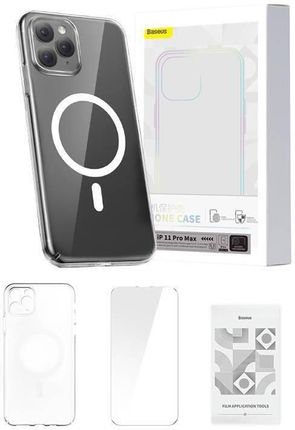 Baseus Etui Iphone 11 Pro Max Crystal Series Magsafe Szkło Hartowane Zestaw Czyszcący Transparentne
