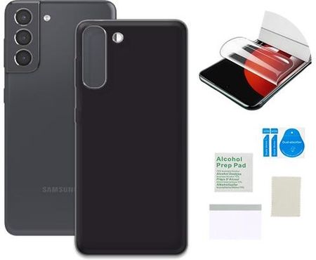 Martech Etui Matowe Do Samsung Galaxy S21 Czarny Obudowa Folia Ochronna Szkło Tpu