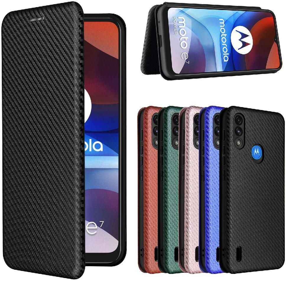 Custodia Portafoglio Per Motorola MOTO E7 POWER - Cover Flip In Pelle Con Slot Carte E Supporto - Nero - 2