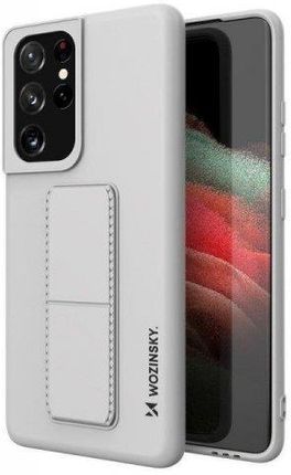 Wozinsky Silikonowe Etui Z Podstawką Etui Samsung Galaxy S21 Ultra 5G Kickstand Case Szare