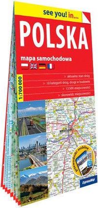 Polska papierowa mapa samochodowa 1:700 000 ExpressMap