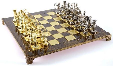 Manopoulos Wielkie ekskluzywne mosiężne szachy Złocisto-srebrne - Łucznicy 44x44cm S10BGS