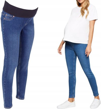 New Look Ciążowe Spodnie Jeansy Skinny Rurki Jeans Granat Short XXL 44