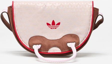 adidas Trefoil Monogram Jacquard Suede Satchel Bag Wonder Taupe/ Preloved Brown/ Better Scarlet