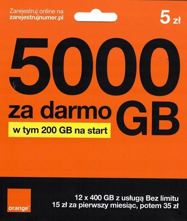 Orange Starter 5pln 200GB Na Start 100szt.