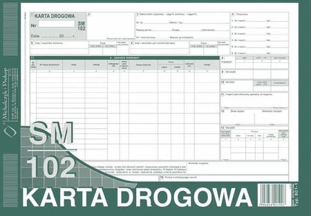 Karta Drogowa Sm/102 (Samochód Ciężatowy)