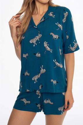 Rozpinana piżama damska Henderson 41305-65X Airy niebieska  (S)