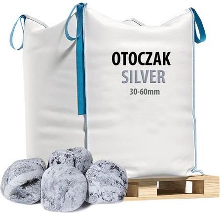 Kamienie Otoczaki Szare Silver 30-60mm - Big Bag Kamienie Ozdobne Do Ogrodu Silver