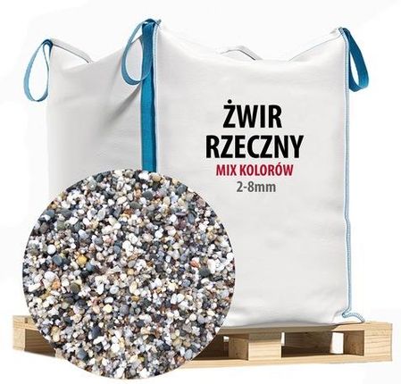 Kamienie Rzeczne Ogrodowe 2-8 mm - Big Bag Żwir Rzeczny Mix Kolorów 2-8 mm 