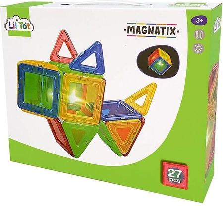 Lil Tot Klocki Magnetyczne Magnatix Magnetic Tiles With Light 27El.