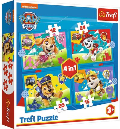 Trefl Puzzle 4w1 Biegnące pieski 34628