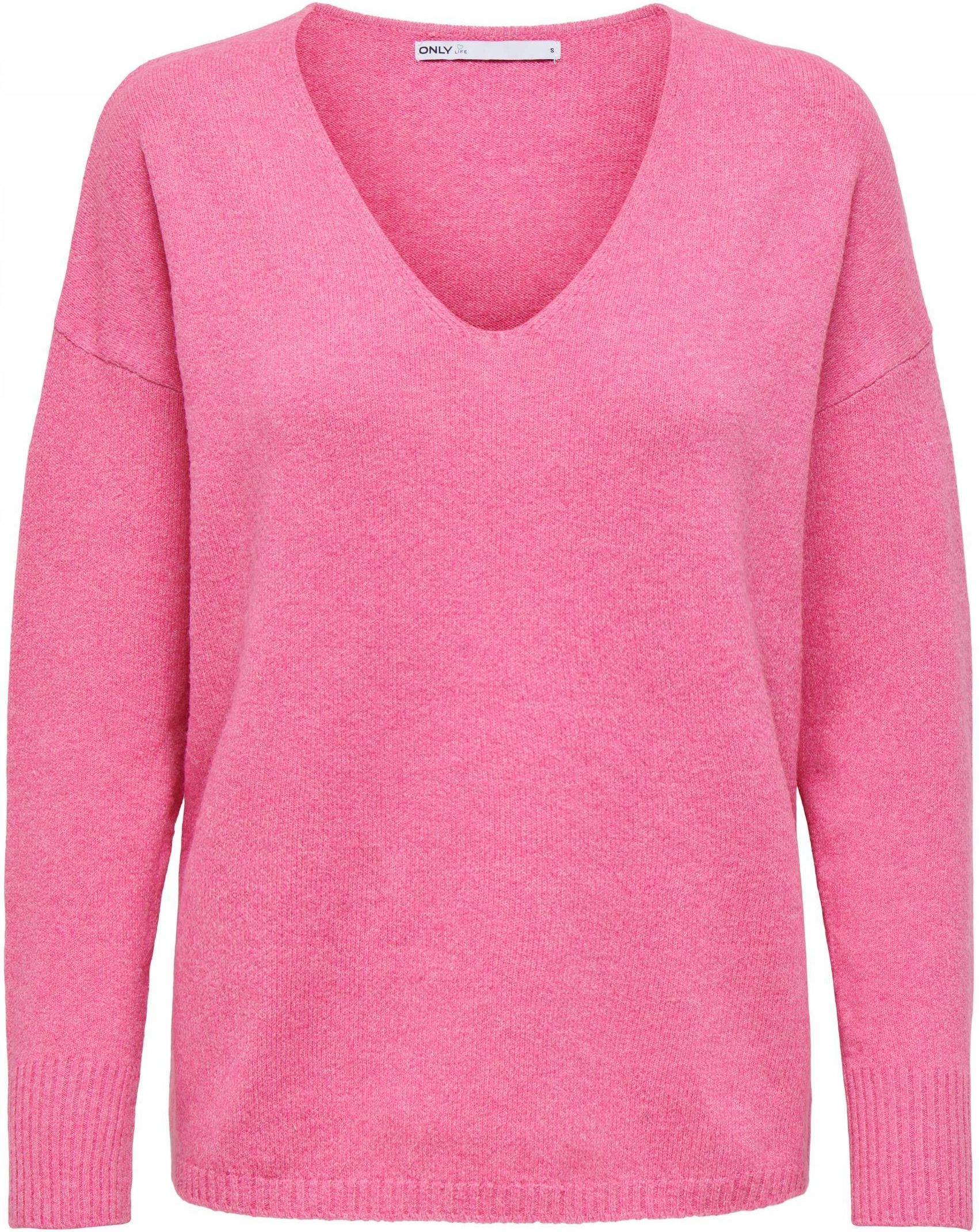 ONLY ONLRICA LIFE V NECK - Jersey de punto - azalea pink/rosa
