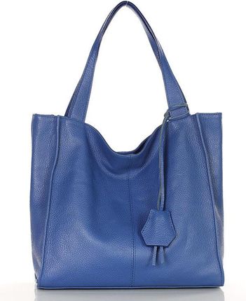 Modna torebka damska skórzany shopper bag - MARCO MAZZINI Portofino Max niebieska
