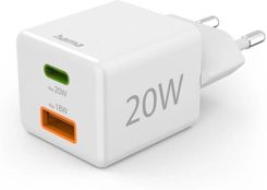 Hama ładowarka sieciowa Mini, PD QC, 1xUSB-C, 1xUSB-A 20W biała (201991)