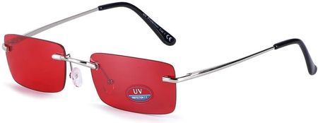 Okulary przeciwsłoneczne bezramkowe prostokątne Red/Silver w kat.1 SVM-18