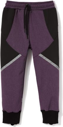 Spodnie softshell fioletowo-czarne z odblaskami