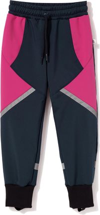 Spodnie softshell granatowo-różowe z odblaskami