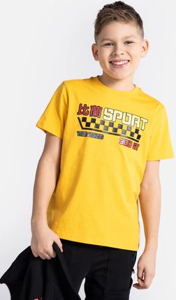 T-shirt z krótkim rękawem żółty z napisami na przodzie