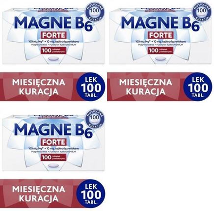 Zestaw MAGNE B6 FORTE, 3x 100 tabletek