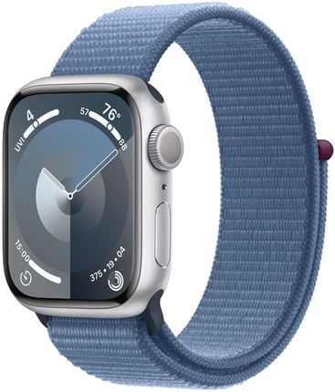 Apple Watch Series 9 GPS Koperta 41mm Z Aluminium W Kolorze Srebrnym Z Opaską Sportową W Kolorze Zimowego Błękitu (MR923QCA)