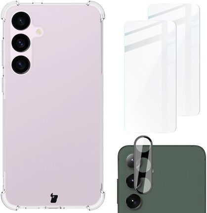 Bizon Etui + 2X Szkło + Obiektyw Case Clear Pack Do Galaxy S24 Plus Przezroczyste