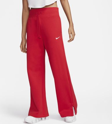 Damskie spodnie dresowe z wysokim stanem i szerokimi nogawkami Nike Sportswear Phoenix Fleece - Czerwony