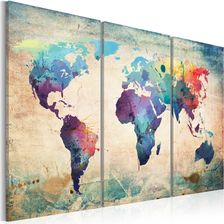 Artgeist Obraz Tęczowa Mapa Tryptyk 60X40 Wykończenie Na Płótnie Włoskim