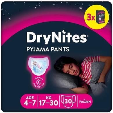 Huggies Drynites Jednorazowe Spodnie Do Piżamy Dla Dziewczynek 4-7 Lat 3X10Szt.