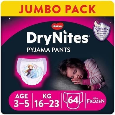 Huggies Spodnie Od Piżamy Drynites Jednorazowe Dla Dziewczynek W Disney Design 3-5 Lat Opakowanie Jumbo 4X16
