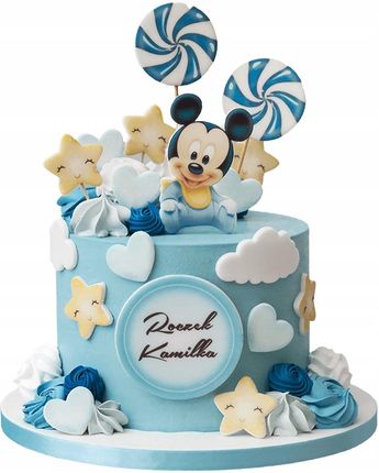 Słodka Fanaberia Zestaw Dekoracje Na Tort Mickey Mouse Baby 17 El Gotowe Wycięte Miki Roczek