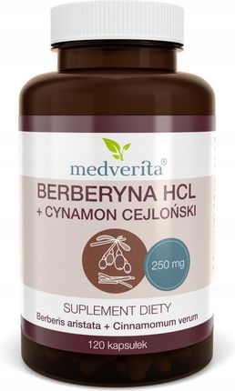 Medverita Berberyna Hcl 98% 250Mg + Cynamon Cejloński 120kaps.