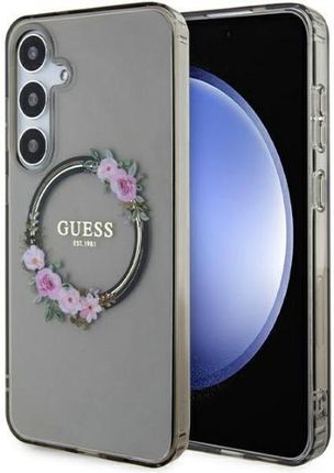 Guess Iml Flowers Wreath Magsafe Do Samsung Galaxy S24+ Czarny (GUHMS24MHFWFCK)
