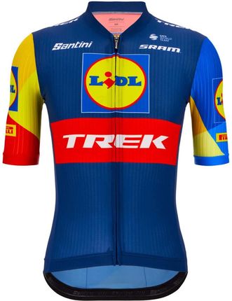 Santini Koszulka Kolarska Z Krótkim Rękawem Lidl Trek 2024 Team Original - Niebieski/Czerwony/Żółty 2Xl